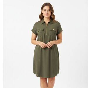 Olive Green Short Sleeve Dress